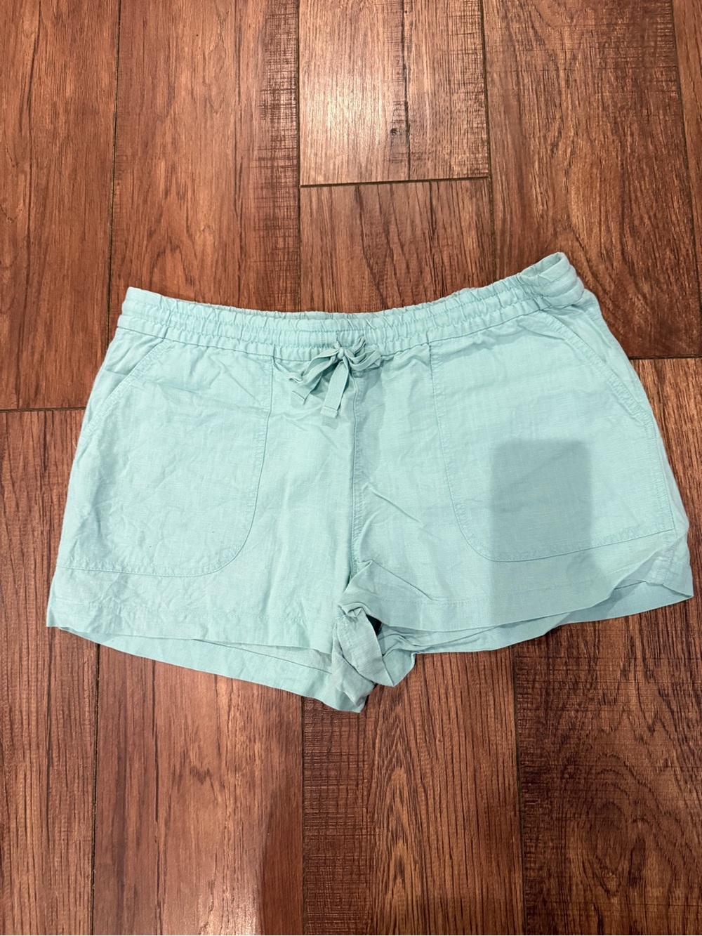 J. Crew Light Aqua Drawstring Linen Blend Shorts